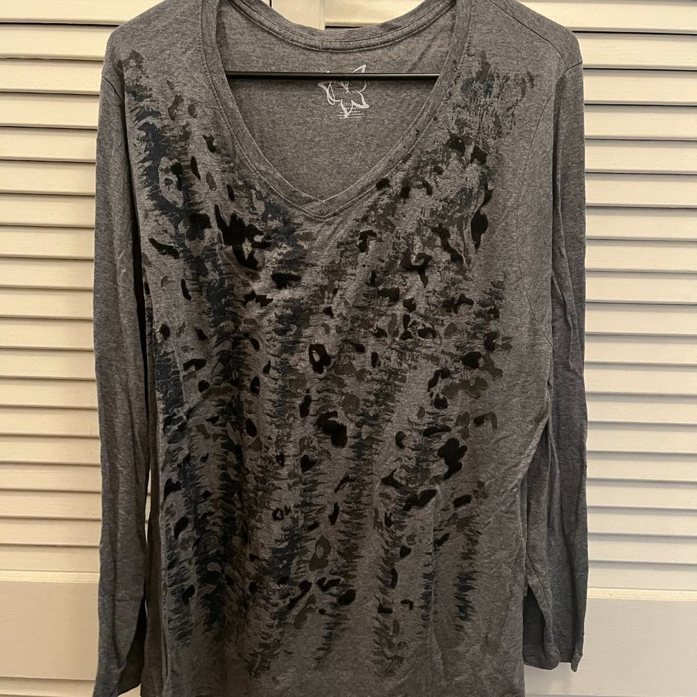 Just My Size 22W Gray Leopard Print / Camo Shirt
